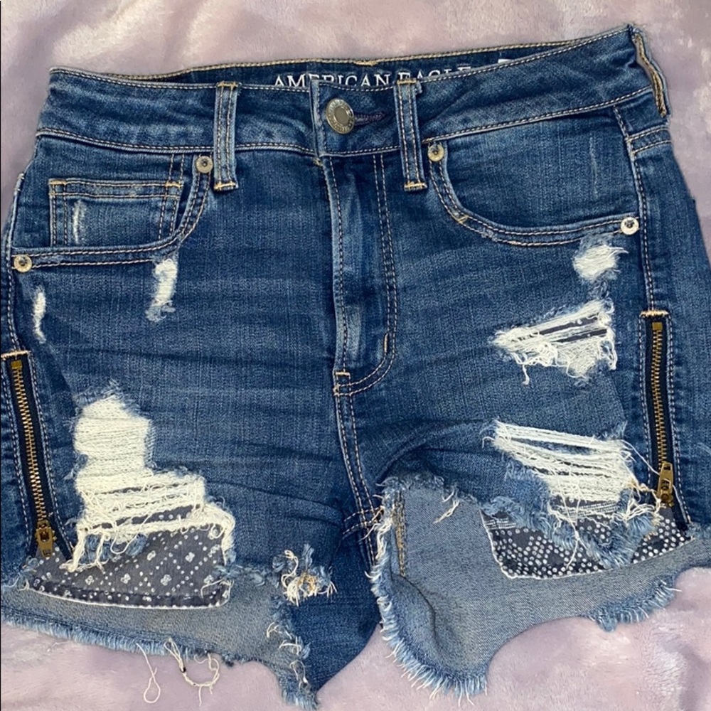 High waisted jean shorts